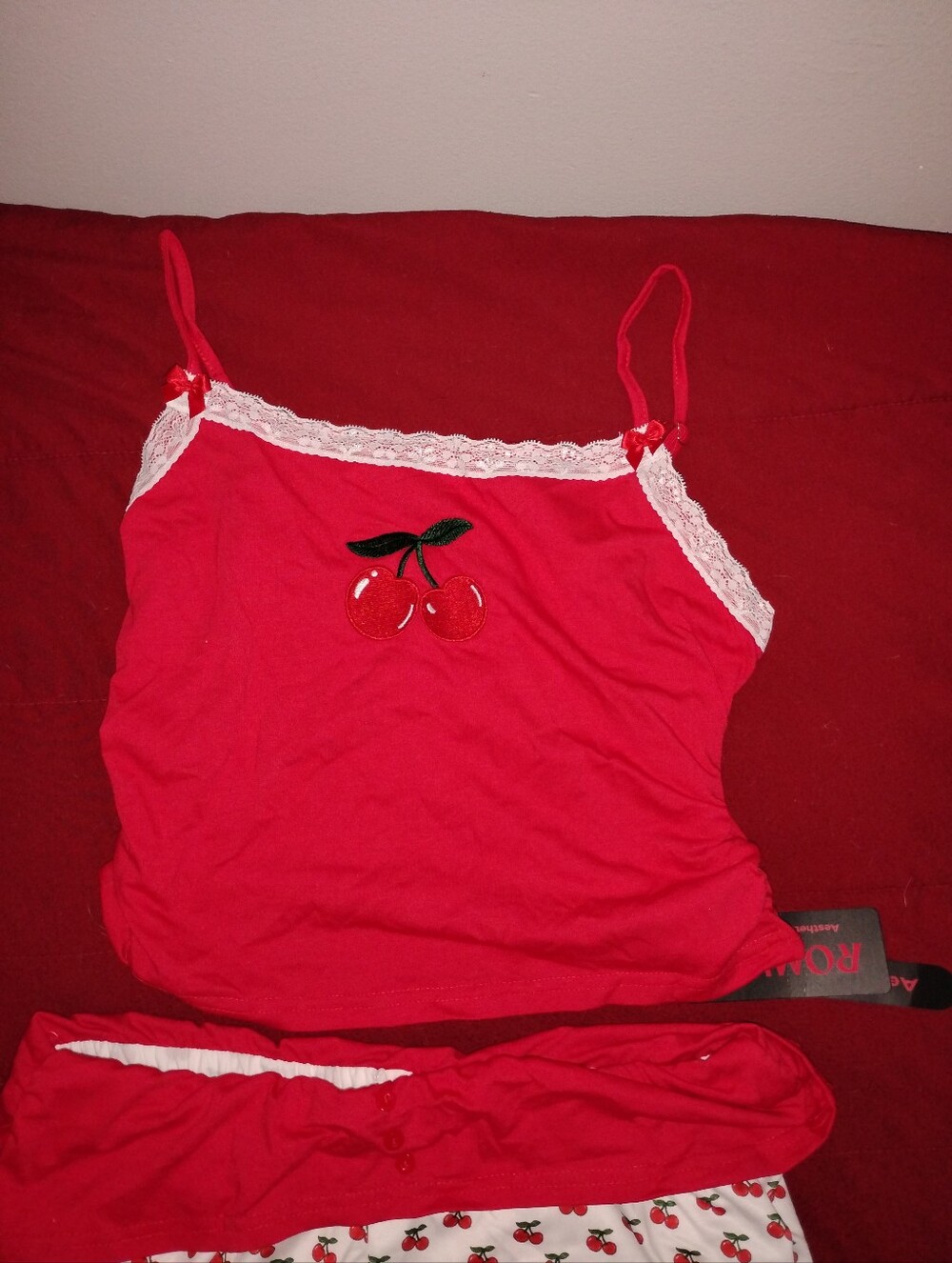 Red cherry pajama set. - Picture 4 of 5